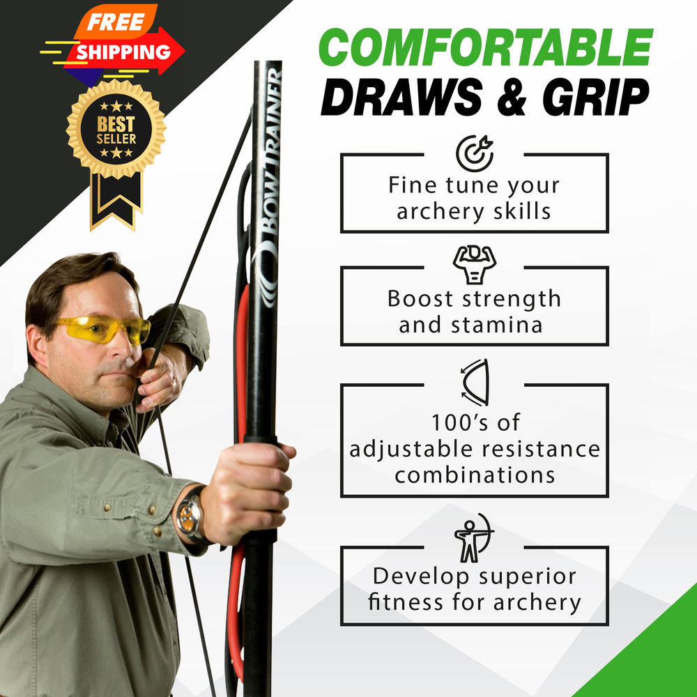 Bow Trainer Resistance - Adjustable Archery Training Tool OSFA, Black
