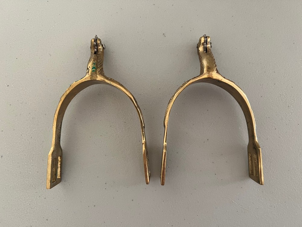 Western Vintage Single Solid Brass Spurs Set