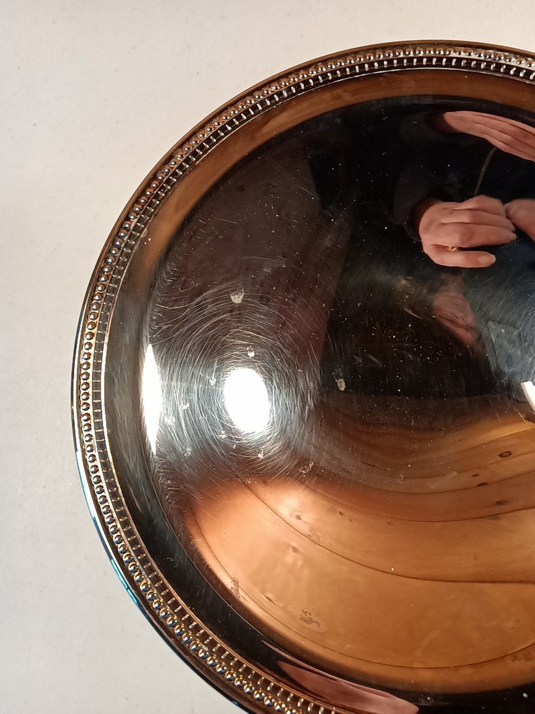 Vintage Jefferson Oneida Silverplate Compote Beaded Edge Trim With Original Box