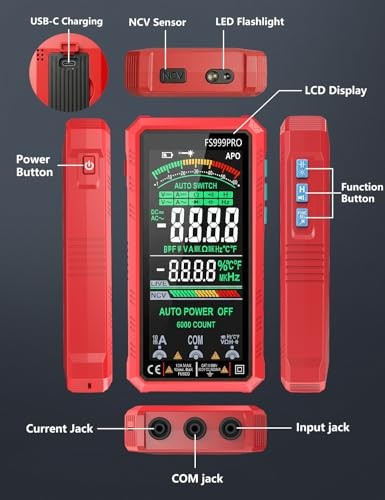 Digital Multimeter, Auto-Ranging Smart Electrical Tester, 6000 Counts TRMS,