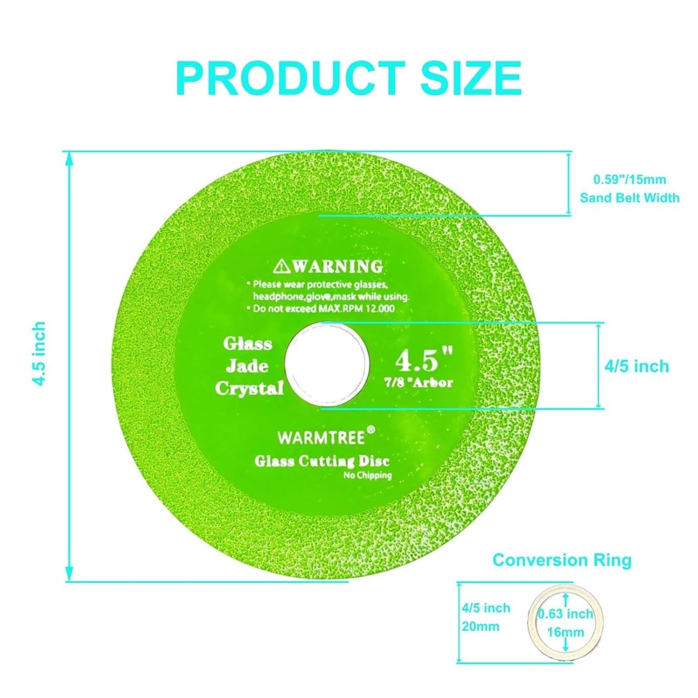 5pc 4.5" Glass Cutting Disc Diamond Blade 7/8" Angle Grinder Tile Ceramic Jade