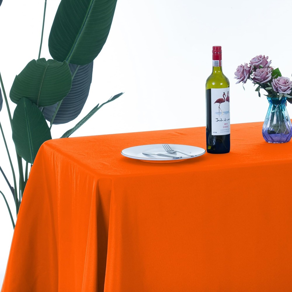 2pack 60x102 Inch Orange Rectangular Tablecloth 6 Feet Table Cloth in Polyest...