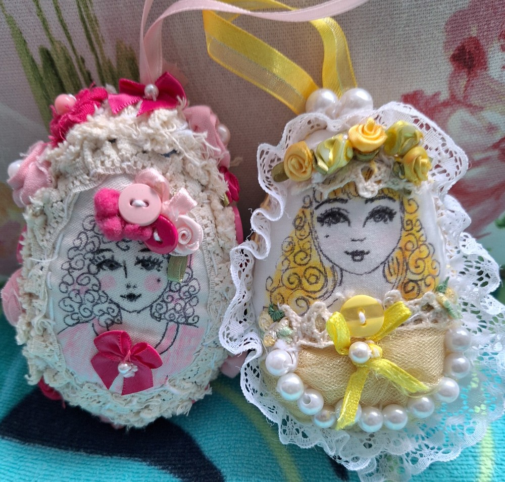 Shabby Chic Handmade Fabric Eggs, Easter Eggs, Egg Ornaments