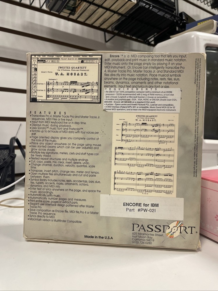 Passport Encore IBM Professional Music Composing Software - See Pics