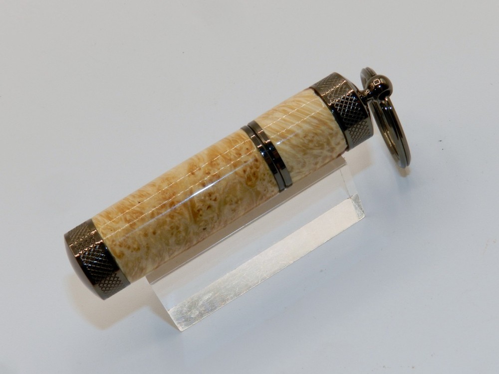 Handmade Key Chain Lighter w/ replaceable flint. Made from Box Elder Burl. #43