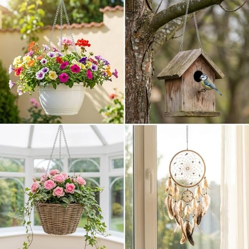 10 Pcs 20-Inch Stained Glass Window Hanging Chains with Hooks, Versatile