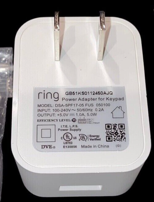 Ring Alarm AC Power Adapter for 2nd Gen Ring Security System Keypad