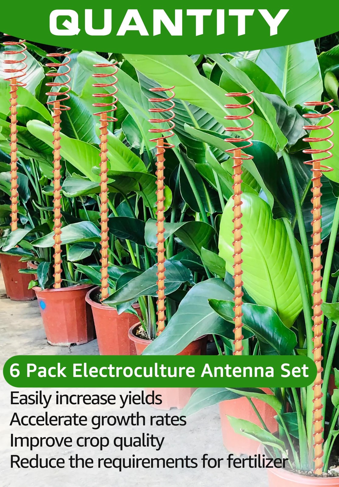 6 Pack 13" Copper Garden Stakes,Electroculture Copper Gardening Antenna, Elec...