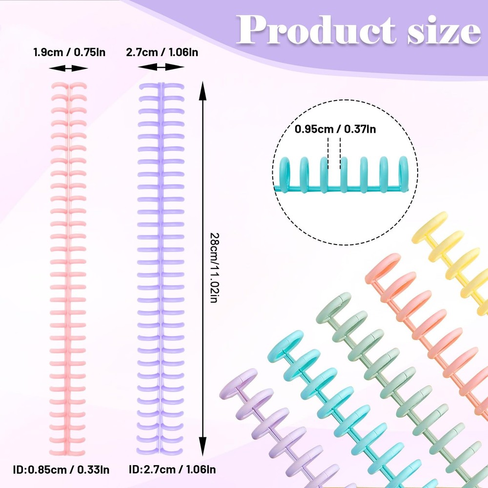 16 PCS Comb Binding Spines, Plastic Spiral Binding Coils, 30 Rings Click Bind...