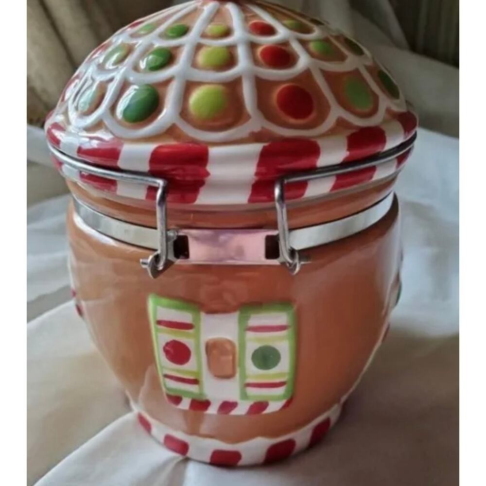 Gingerbread House Hinged Jar Christmas Hand Painted