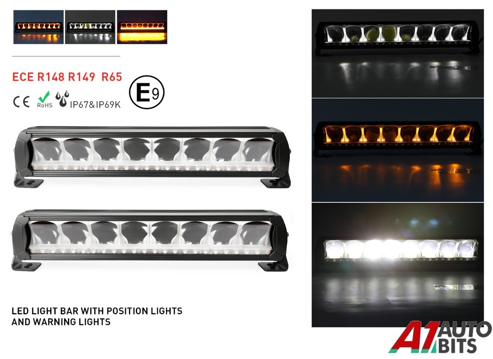 17"' Led Light Bar Position Emergency Warning Hazard Flash Strobe Amber X2