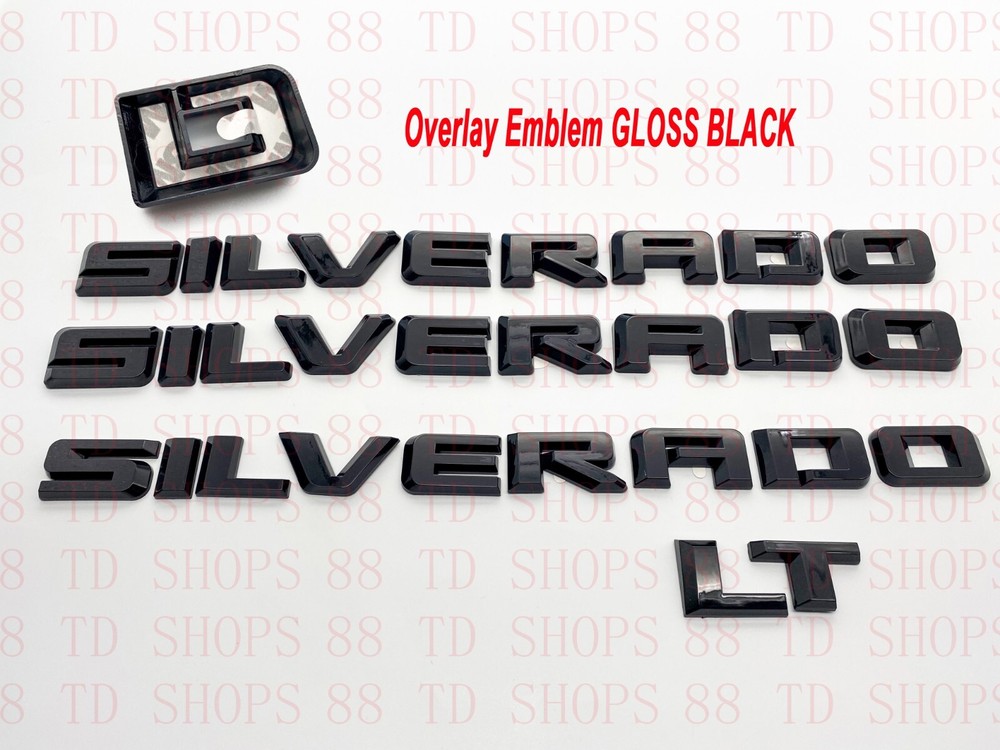 4pcs 2019-2024 Silverado LT Overlay Emblems Nameplate Badges (Gloss Black)