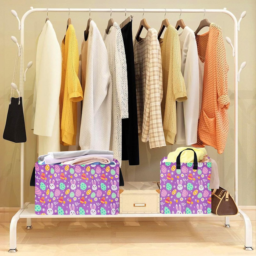 VAIVUSTO Easter Storage Basket Easter Bunny Storage Bin Collapsible Nursery H...