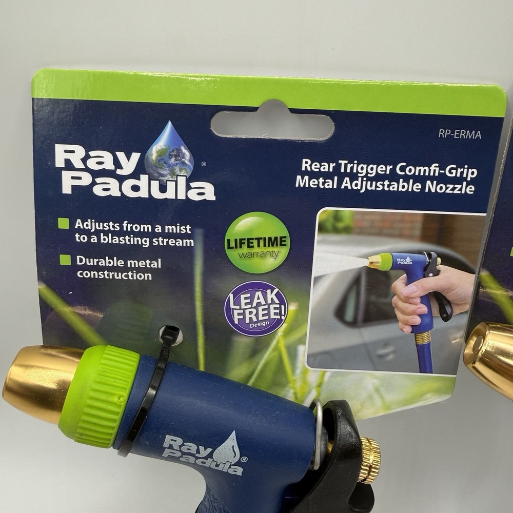 Ray Padula Rear Trigger Metal Adjustable Hose Nozzle 2 Pack Comf-Grip