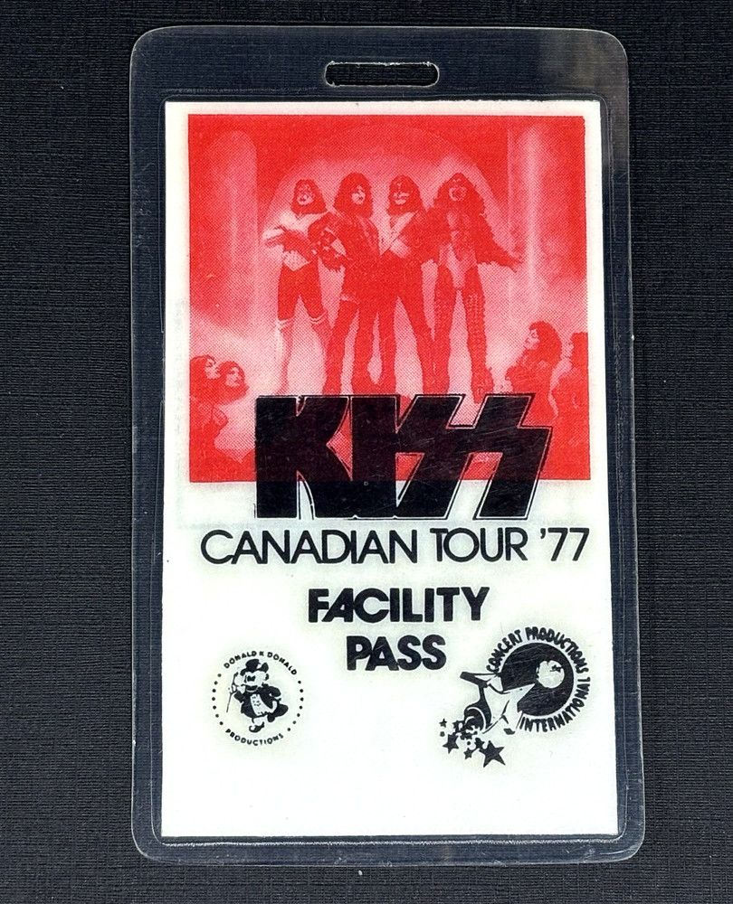 1977 KISS Canadian Tour Facility Pass Concert Laminated Backstage Pass '77 !