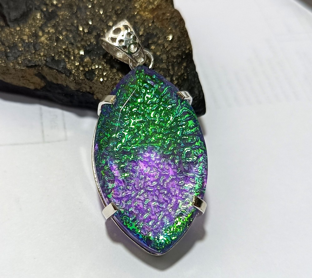 Multi-Color Natural 93.75 Ct Opal Doublet Pendant 925 Solid Silver Gemstone