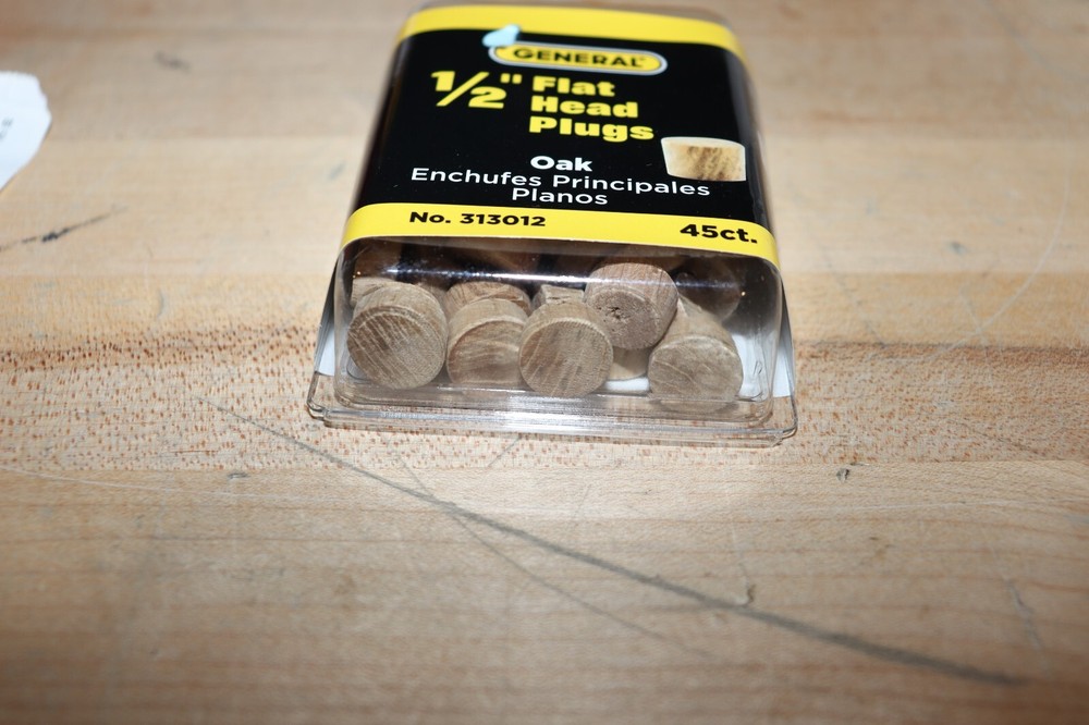 General Tools 313012 1/2" Flat Head Plugs, FSC Ethically Sourced Oak, 45-Pack