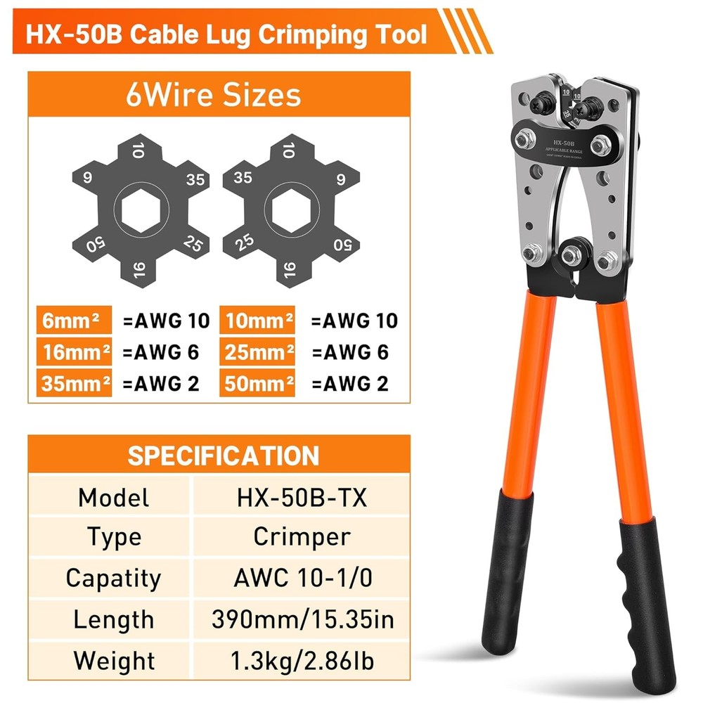 Cable Lug Crimping Tool Kit with Cutter