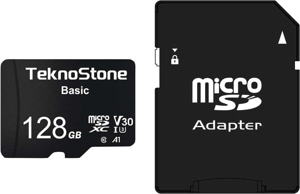 Basic 128GB MicroSDXC Flash Memory with Adapter 90MB/s Read 50MB/s Write UHS-...