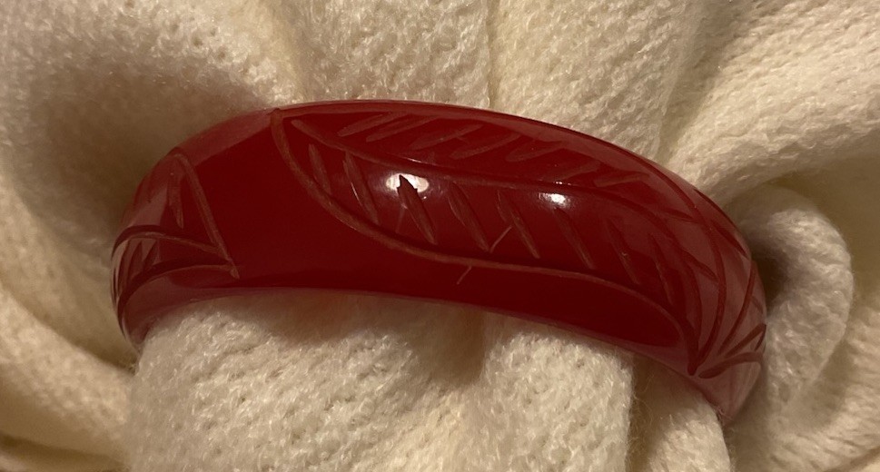 Vintage Red Bakelite Bangle Bracelet