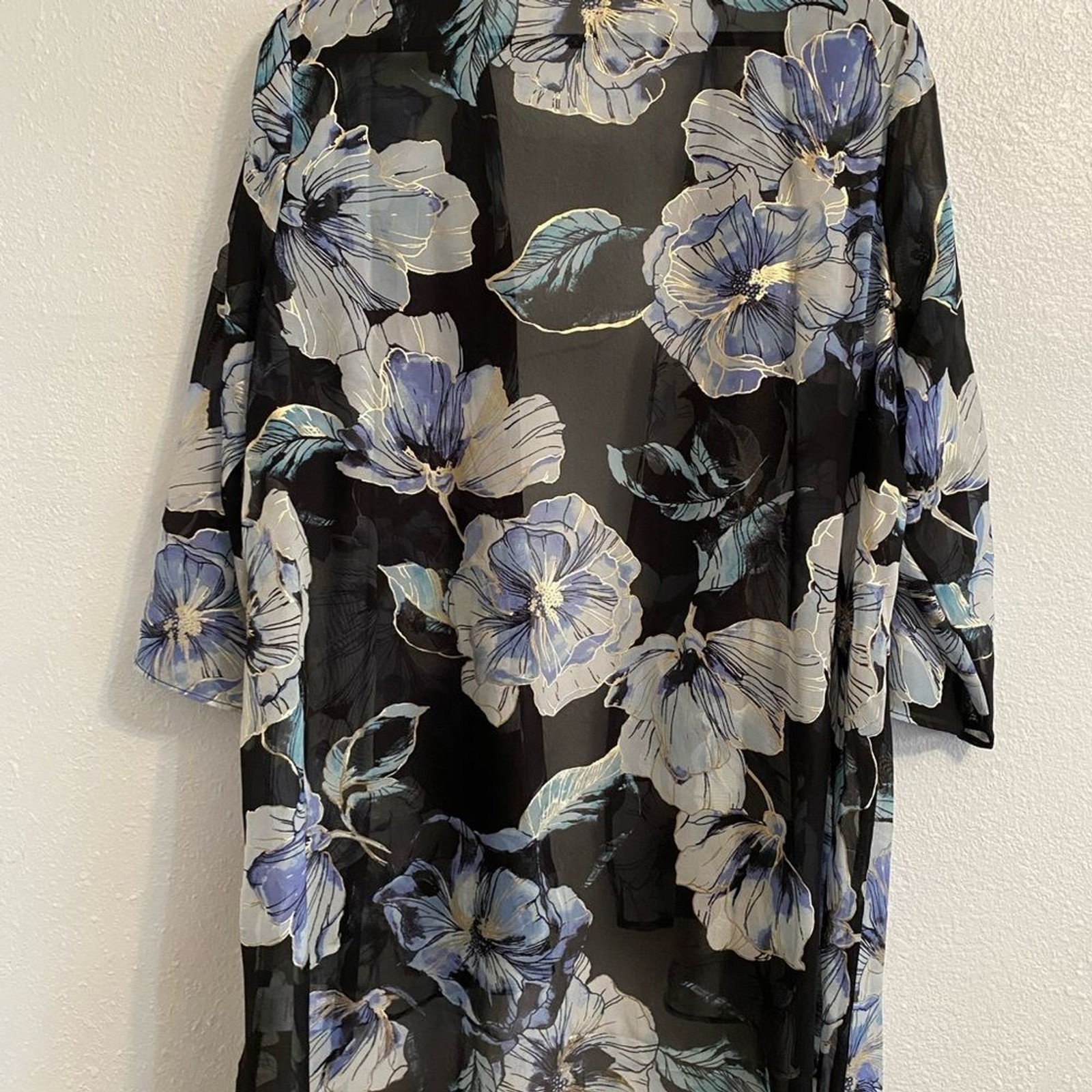 Boho Floral Sheer L Kimono Cottagecore Fairy Dainty Romantic Coquette b2-12
