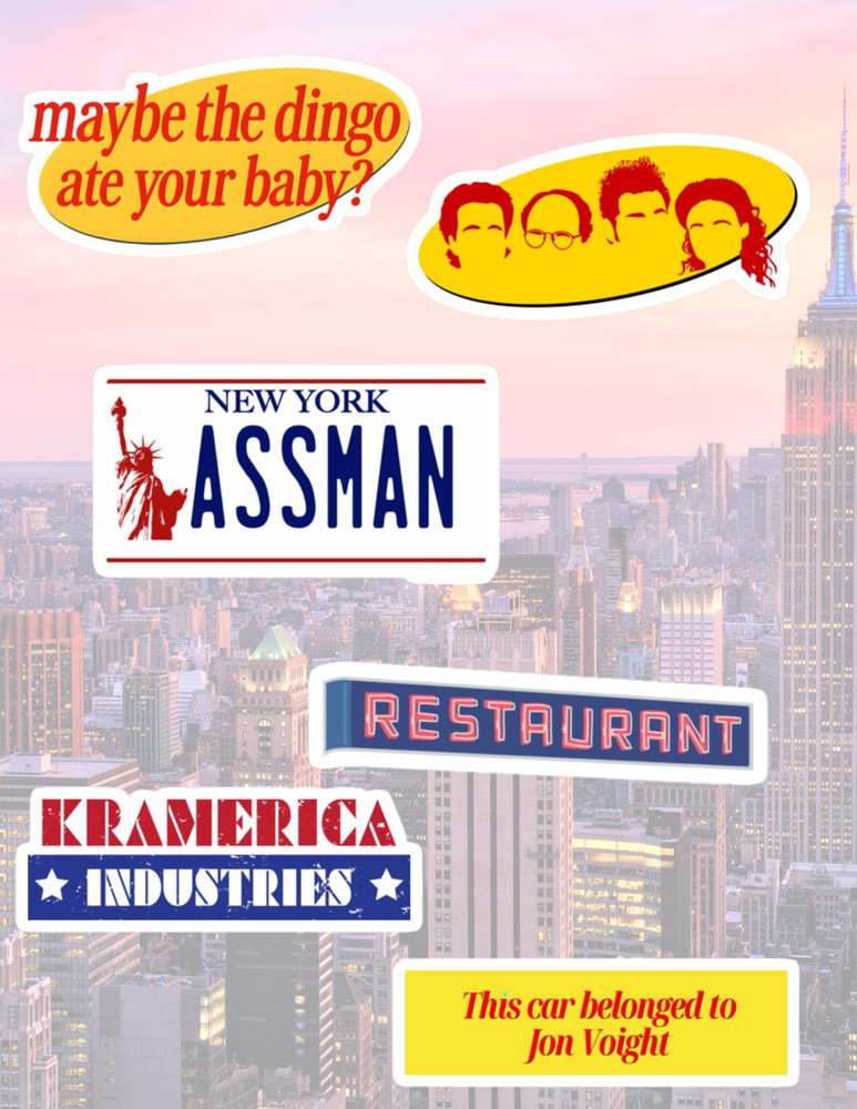 Seinfeld Sitcom Retro TV 6pc Sticker Pack