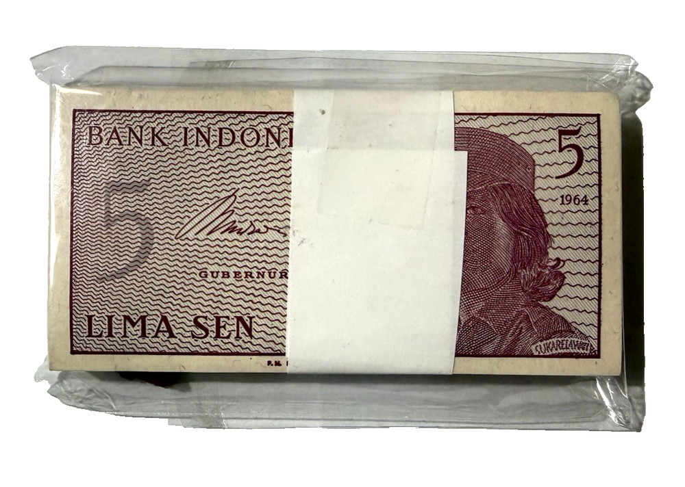 Indonesia 5 Sen 1964 UNC 100pc Pack Pick 91A