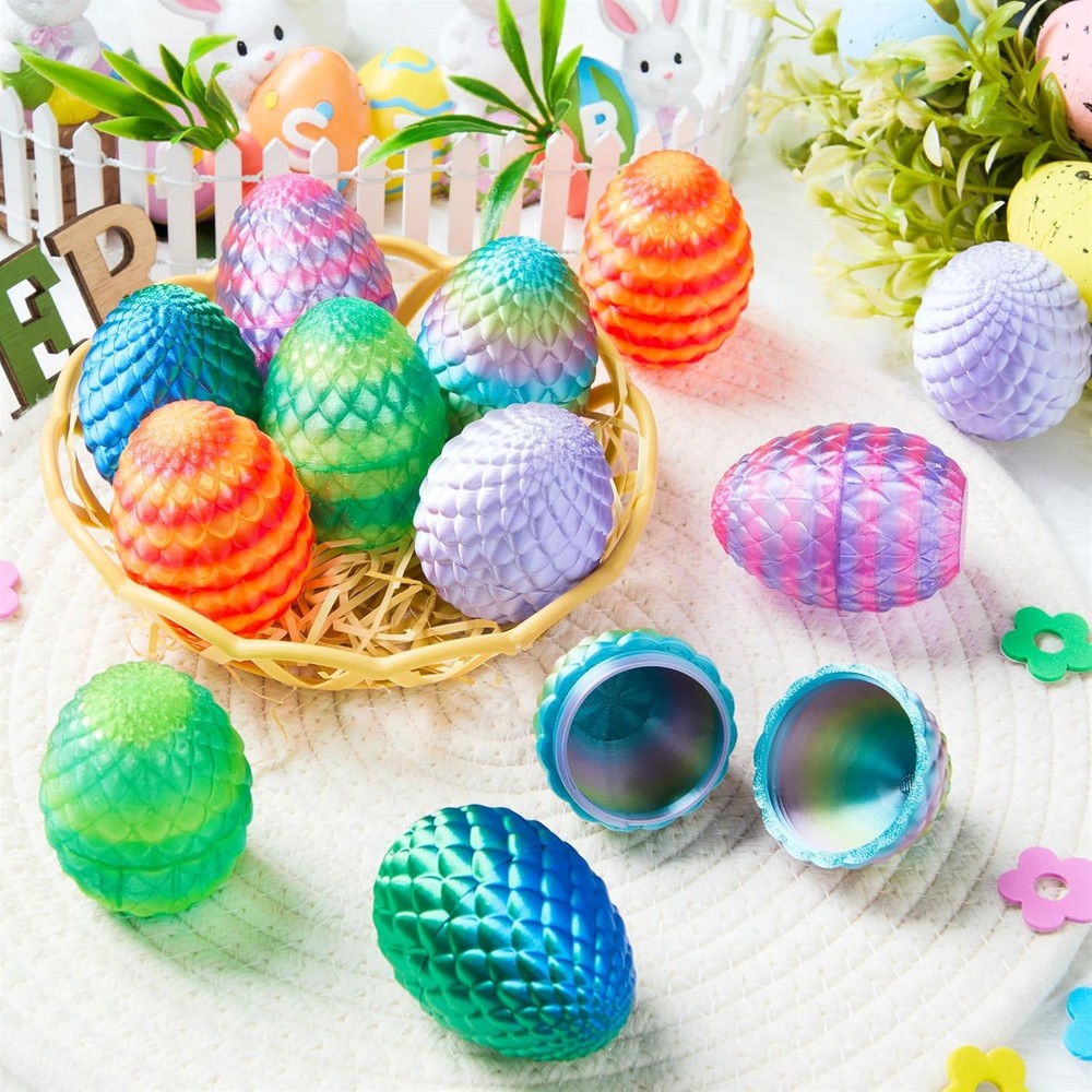 JOYIN 12 PCS Easter 3D Empty Eggs, 2.36" 3D Printed Dragon Empty Eggs Fillable E