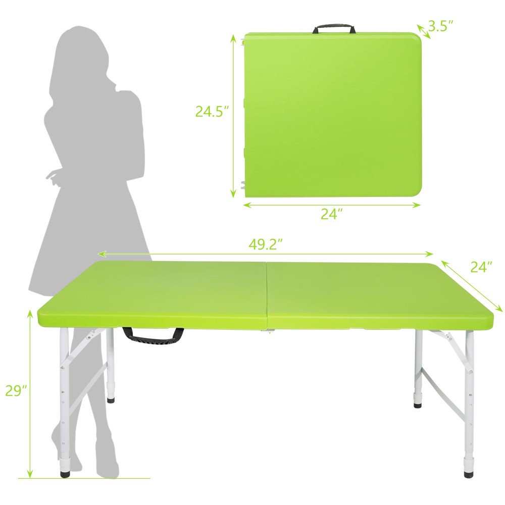 4ft Green Portable Folding Table Outdoor Maximum Weight 135KG Foldable Table