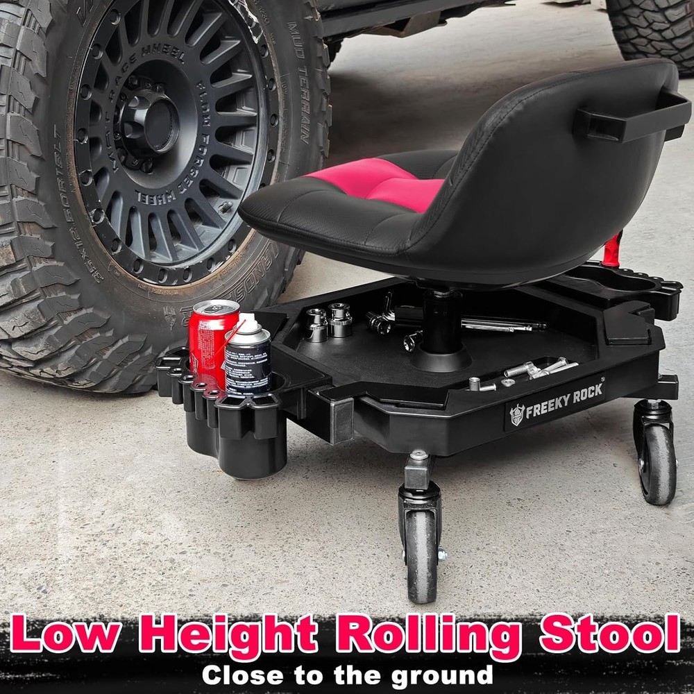 Pink Rolling Stool Adjustable Height Pneumatic Garage Mechanic Stool - READ DESC