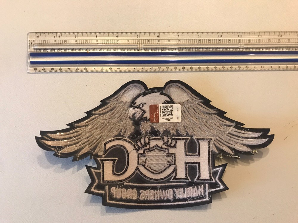 Large 10 3/4" Harley Davidson Owners Group Patch HOG Eagle Jacket White Wings