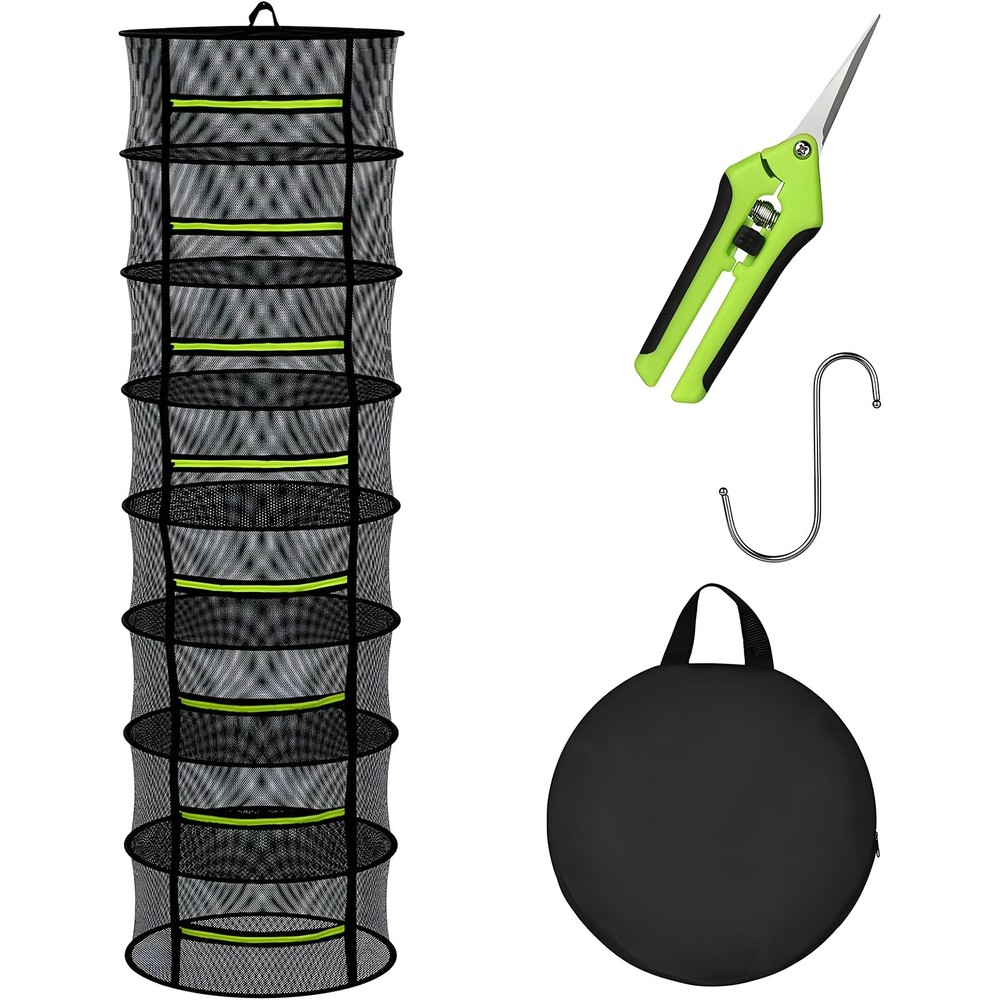 Herb Drying Rack - Mesh Drying Rack - Herb Drying Rack Hanging with Green Zip...