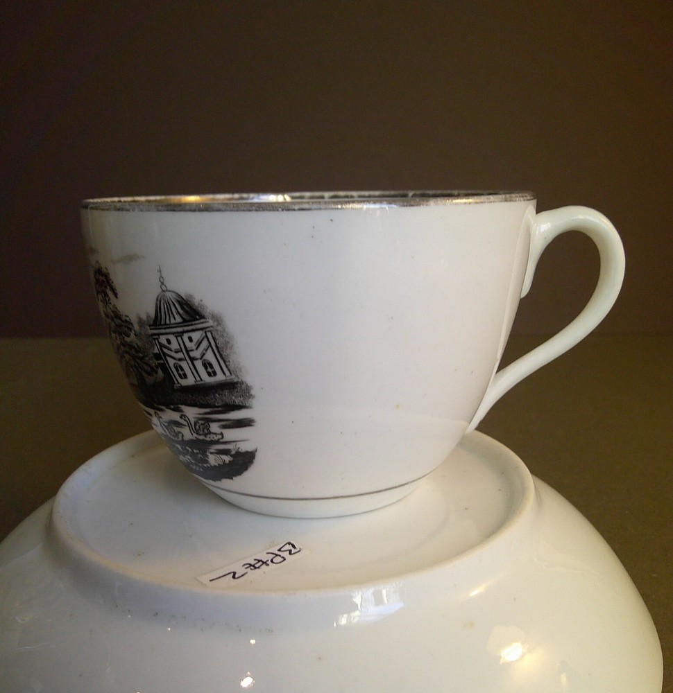 Antique Bat Print Cups and Saucers X 2 . Ref 2bp
