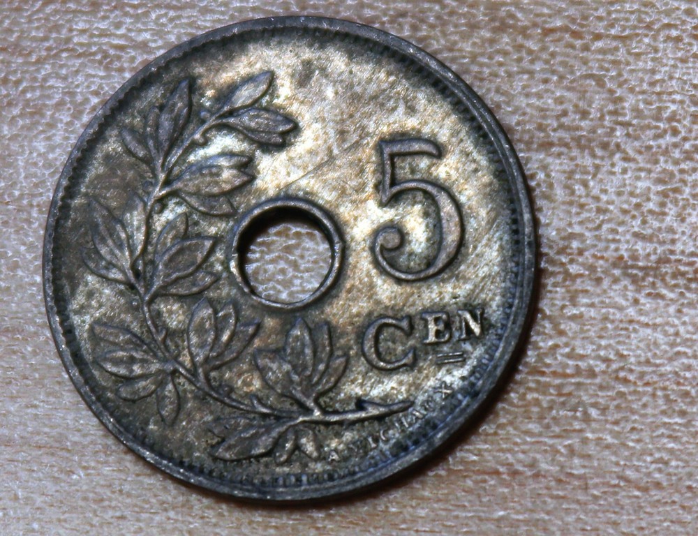 1921 Belgium 5 Centimes Dutch text