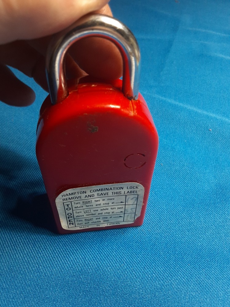 Hampton Dial Combination Lock - RED -Plus Secret Compartment Vtg 2” .X.