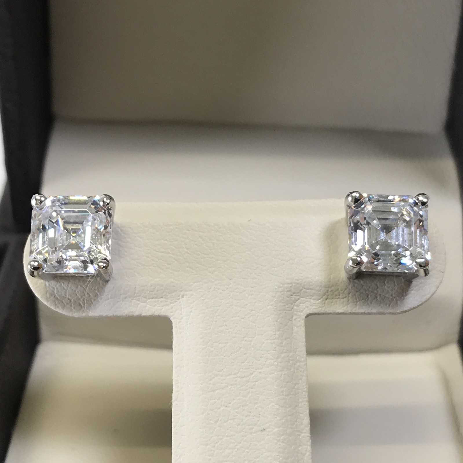 3 TCW Asscher Princess Square Cut Studs Earrings Man Made Diamond 14k Solid