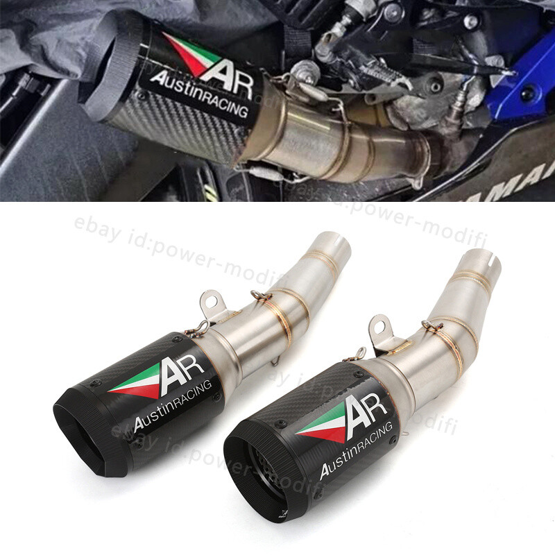 For Yamaha YZF R6 2006-2025 Slip On Exhaust System Mid Pipe 60mm Carbon Muffler