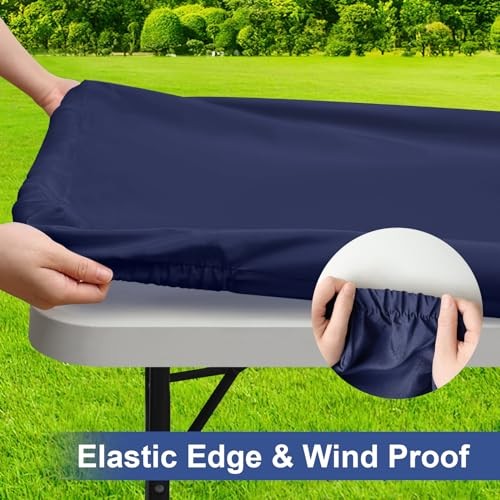 Rectangle Table Cloth Cover, Waterproof 72" x 30" (Rectangular) 1 Navy Blue