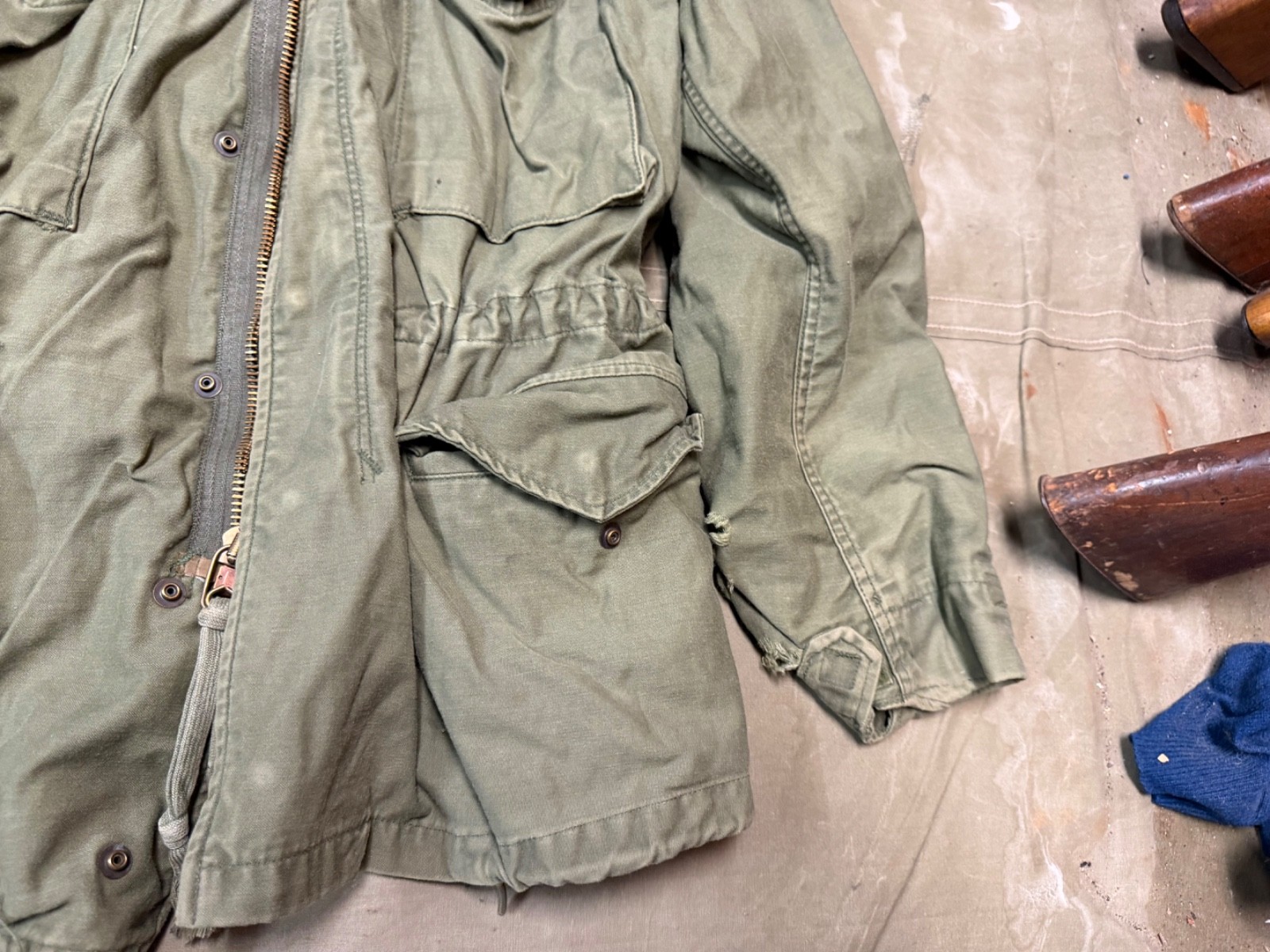 ORIGINAL VIETNAM WAR US ARMY OG-107 COLD WEATHER PARKA-SMALL SHORT