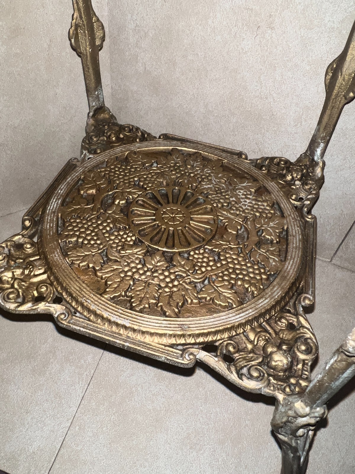 RARE 1950s Italian BRASS Filigree 3-Tier Plant Stand, Handmade Ornate, Claw Feet