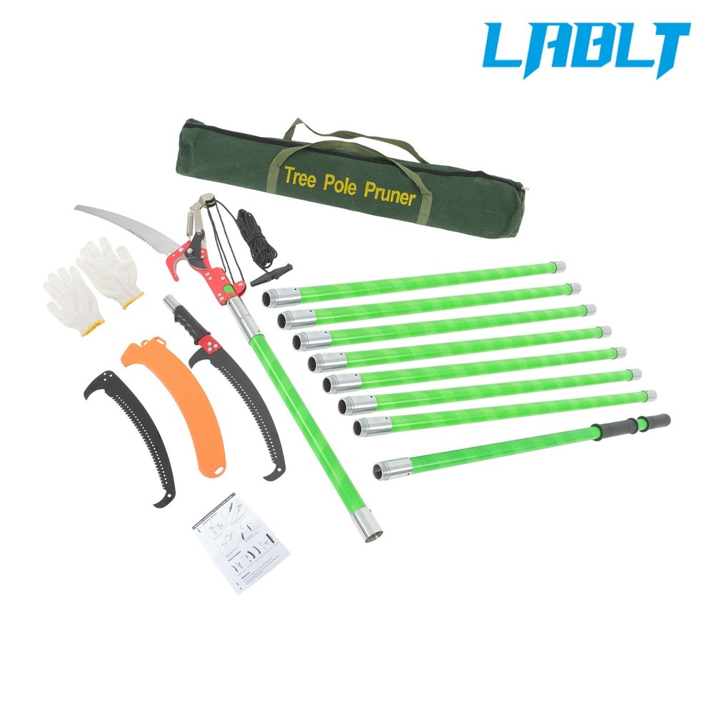 LABLT 30ft Pruner Saw Combination Extendable Tree Trimmers Section 9 Green