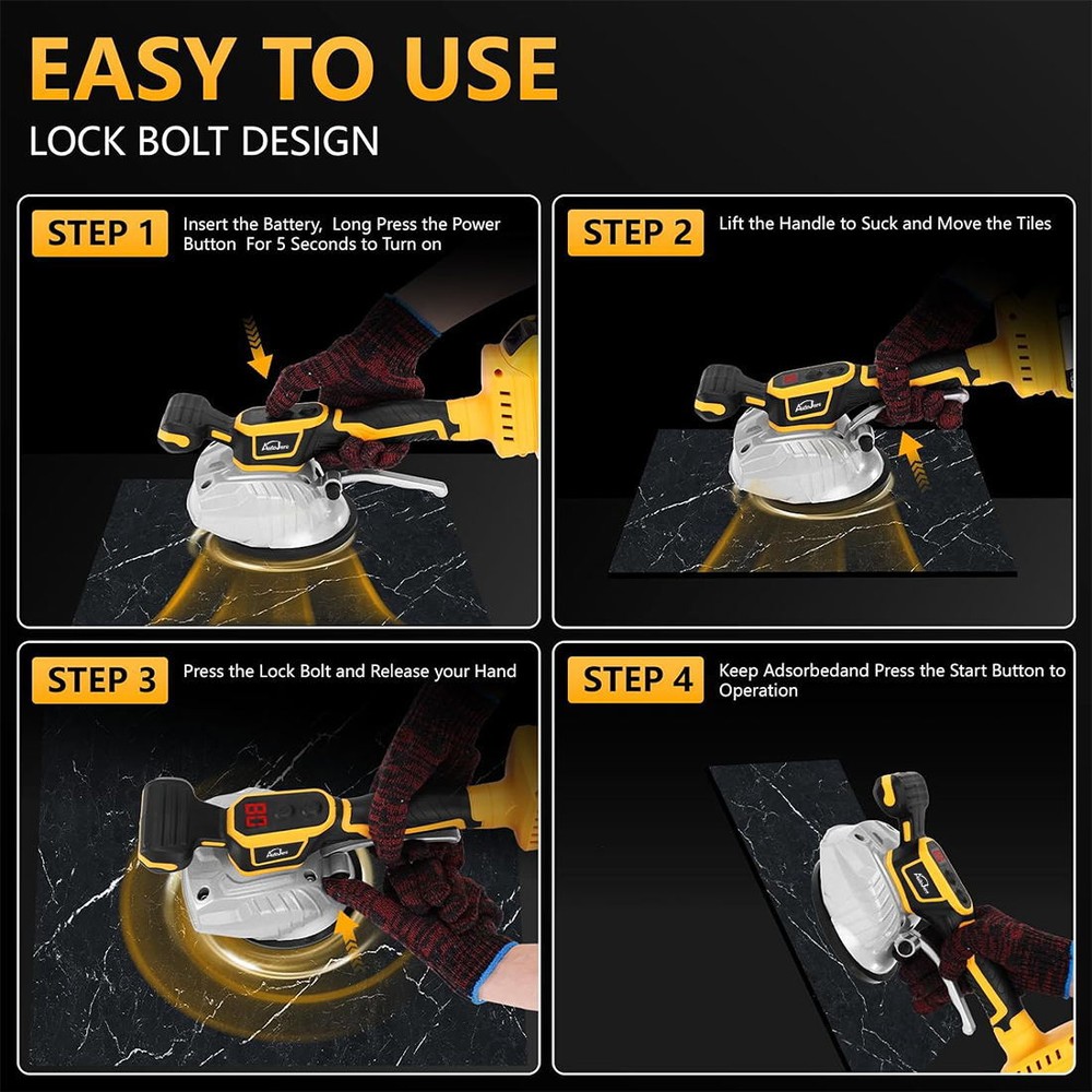 Tile Vibration Leveling Machine Tool for Dewalt 20V Battery Suction Cup 8-speeds