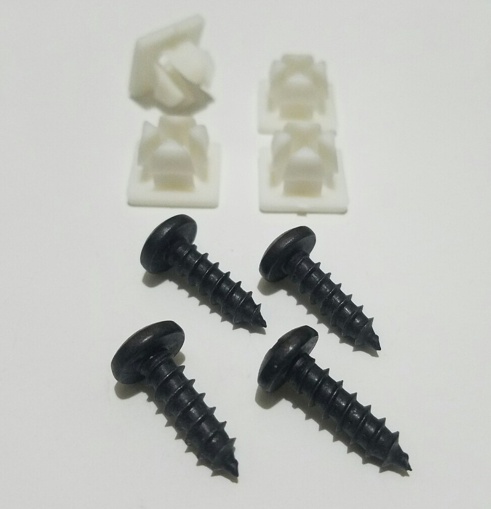 4 BLACK License Plate Replacement Nylon Inserts with STAINLESS SCREWS Universal