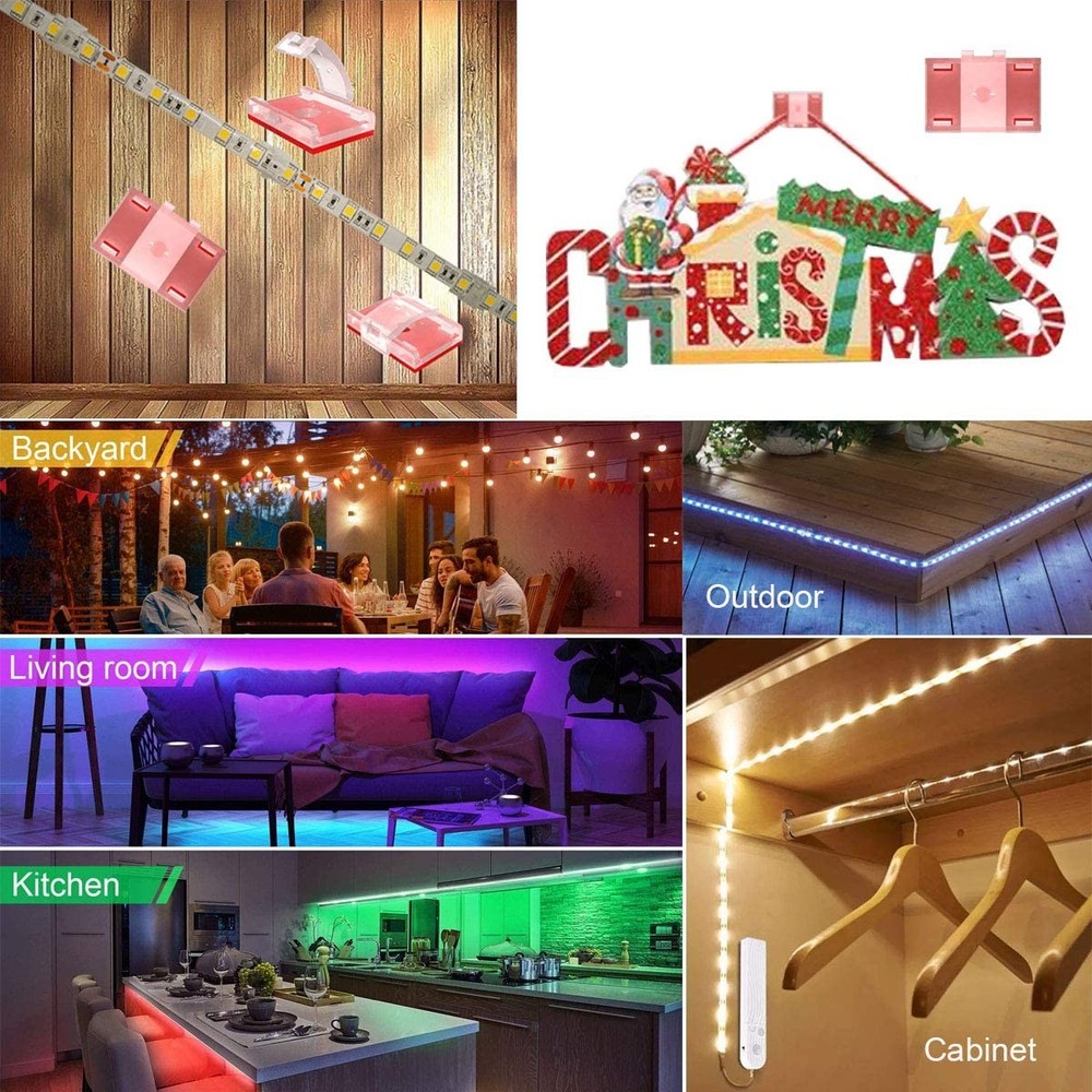 LED Strip Light Mounting Brackets Clips - 100 Pack Clear Cable Organizers