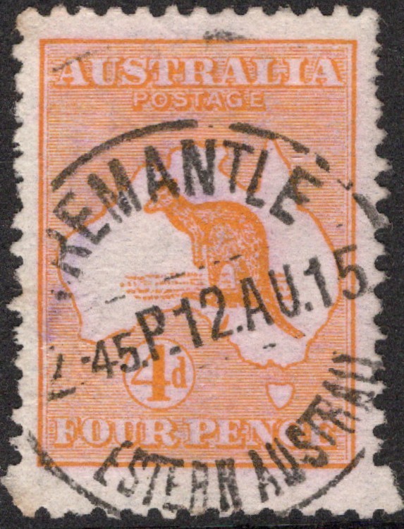4d ORANGE KANGAROO FIRST WATERMARK - USED (A34411)
