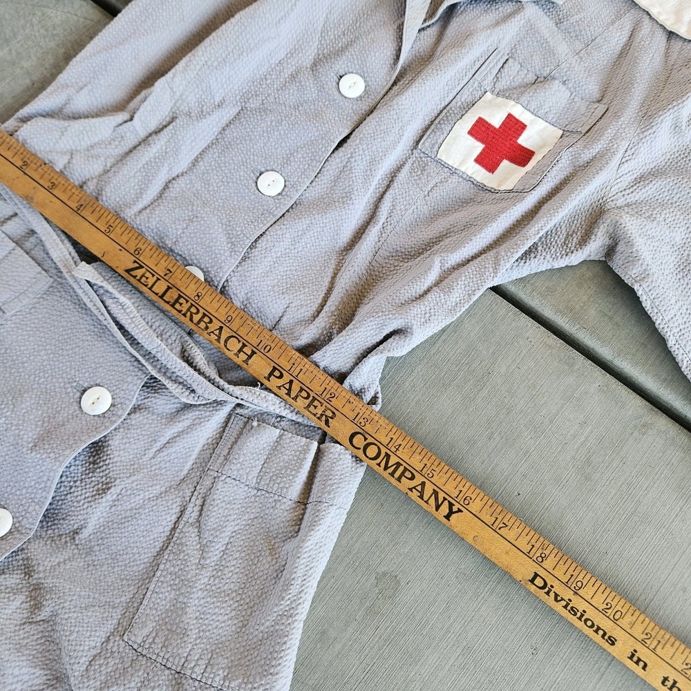 Seersucker WW2 Red Cross Grey Lady Nurses Uniform With Extra