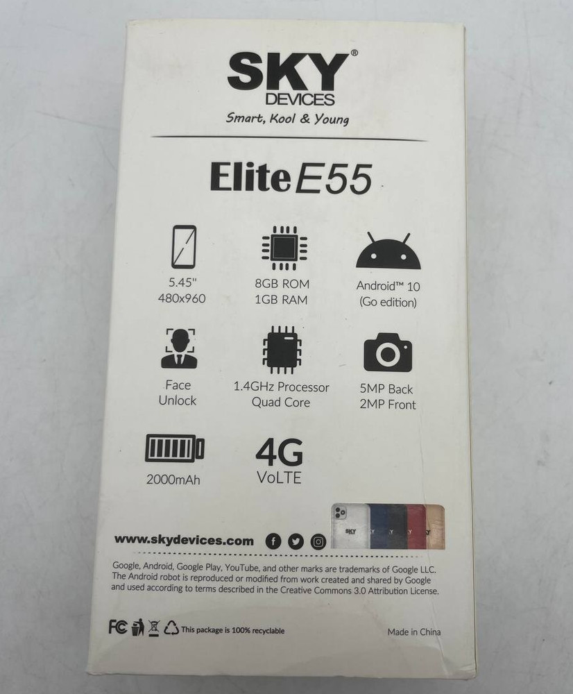 Sky Devices Elite E55 Smartphone 8GB 4G LTE Android 5MP Camera 5.45 in Display
