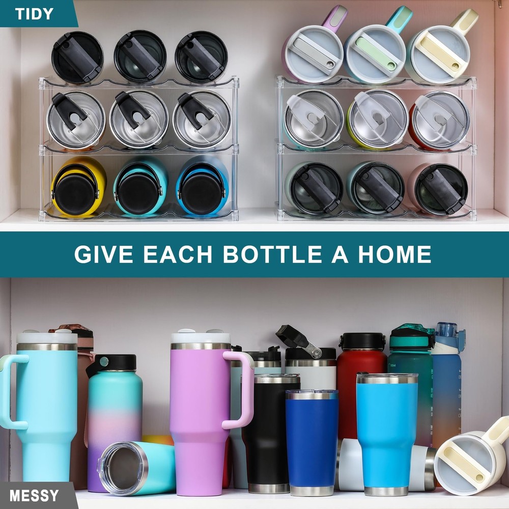 LARGER Compartment - Stackable Water Bottle Organizer Holder - for Stanley & ...