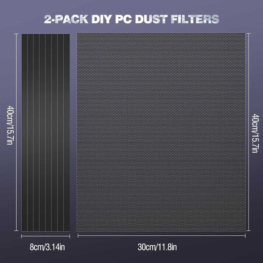 400x300mm DIY PC Case Dust Filter - 2 Pack Magnetic PVC Mesh