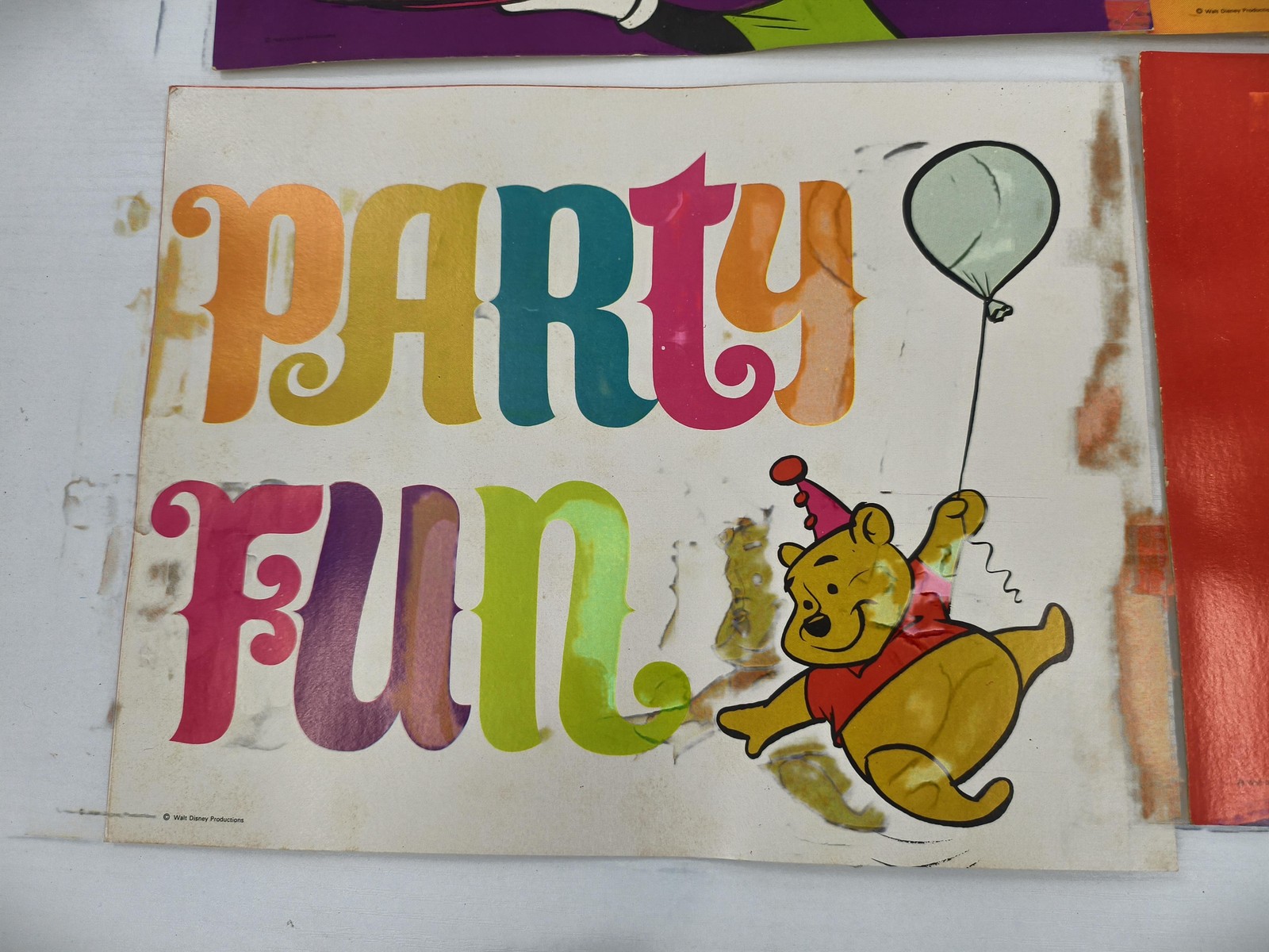 Vintage Walt Disney Productions Party Sign Lot Of 7 Mickey Goofy Title Cards